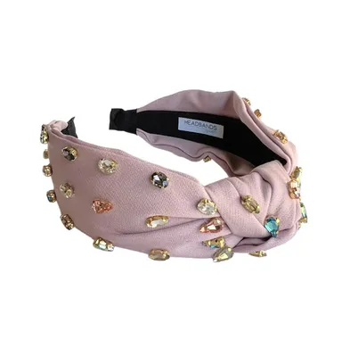 Headbands of Hope Women's Traditional Knot Headband - Light Pink Gem