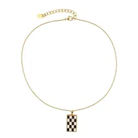 Bay Enamel Checker Necklace