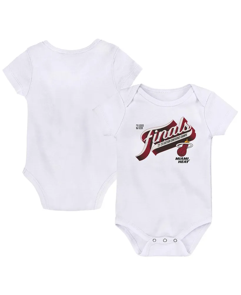 Infant Boys and Girls Fanatics White Miami Heat 2023 Eastern Conference Champions Locker Room Bodysuit