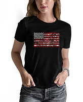 La Pop Art Women's Fireworks American Flag Short Sleeve T-shirt