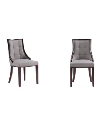 Manhattan Comfort Fifth Avenue 2-Piece Beech Wood Faux Leather Upholstered Dining Chair Set