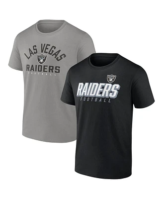 Men's Fanatics Black, Silver Las Vegas Raiders Player Pack T-shirt Combo Set