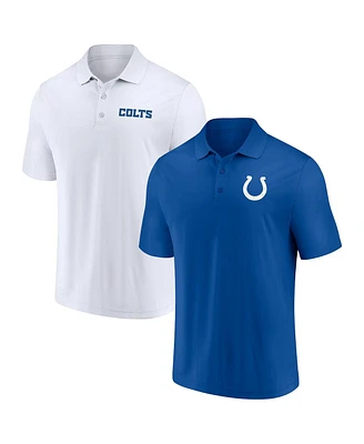 Men's Fanatics Royal, White Indianapolis Colts Dueling Two-Pack Polo Shirt Set