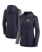 Women's Nike Navy, Heathered Charcoal Houston Texans Chevron Hoodie Performance Long Sleeve T-shirt