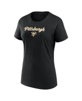 Women's Fanatics Black, Gray Pittsburgh Penguins Script T-shirt and Shorts Set