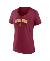 Women's Fanatics Maroon Arizona State Sun Devils Evergreen Campus V-Neck T-shirt