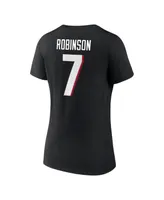 Women's Fanatics Bijan Robinson Black Atlanta Falcons Icon Name and Number V-Neck T-shirt