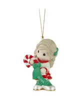 Precious Moments Sweet Christmas Wishes 2023 Dated Girl Bisque Porcelain Ornament