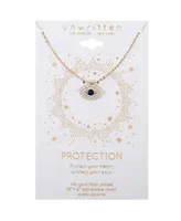 Unwritten 14K Gold Flash Plated Dark Blue and Clear Cubic Zirconia Evil Eye Pendant Necklace