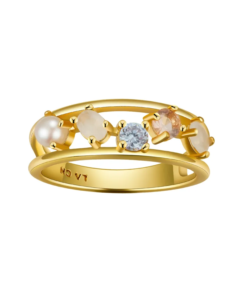 Unwritten Cubic Zirconia, Faux Opal and Imitation Pearl Ring