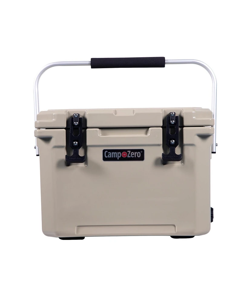 Camp-zero 20 | 21 Qt. Premium Cooler with 4 Molded-In Cup Holders and Folding Aluminum Comfort Grip Handle Black Granite