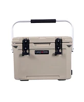 Camp-zero 20 | 21 Qt. Premium Cooler with 4 Molded-In Cup Holders and Folding Aluminum Comfort Grip Handle Black Granite