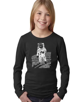 Big Girl's Word Art Long Sleeve T-Shirt - Astronaut