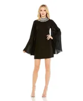 Women's Ieena Rhinestone Collar Flowy Sleeve Mini Dress