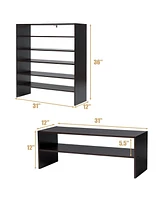 Costway 3 Pcs Stackable Shoe Rack 31-Inch Horizontal Organizer 2-tier StorageShelf
