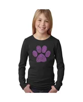 Big Girl's Word Art Long Sleeve T-Shirt - Xoxo Dog Paw