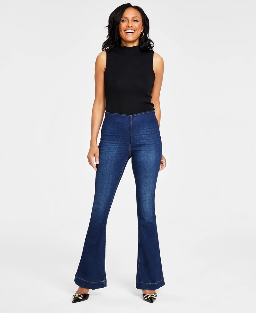 I.n.c. International Concepts Women's High Rise Pull-On Flare Jeans, Created for Macy's