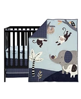 Lambs & Ivy Jungle Party 3-Piece Elephant/Monkey Baby Crib Bedding Set