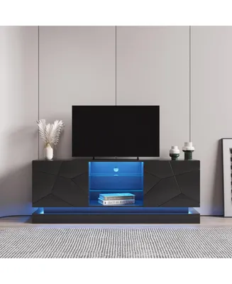 Simplie Fun Modern, Stylish Functional Tv Stand With Changing Led Lights, Universal Entertainment
