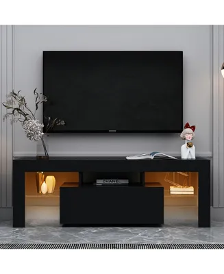 Simplie Fun Tv Stand With Led Rgb Lights, Flat Screen Tv Cabinet, Gaming Consoles - In Lounge Room