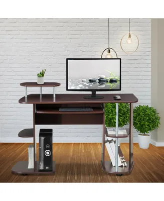 Simplie Fun Complete Computer Workstation Desk With Storage, Chocolate