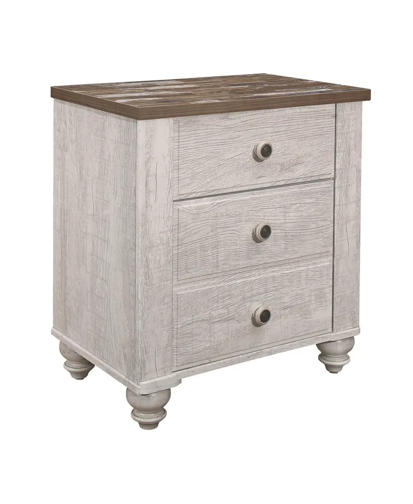 Transitional-Rustic Style Nightstand Drawers Two-Tone Finish Melamine Board Bedroom Furniture