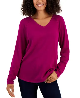 Karen Scott Women's Cotton V-Neck Sweater, Created for Macy's