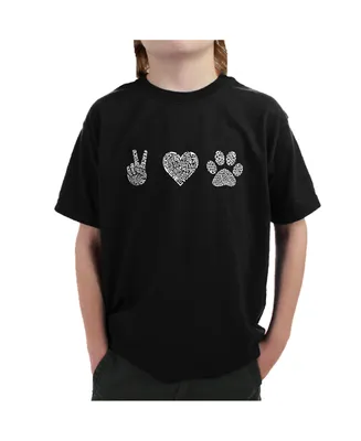 La Pop Art Boys Word T-shirt - Peace Love Dogs