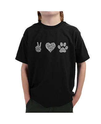 La Pop Art Boys Word T-shirt - Peace Love Dogs