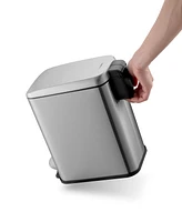 QualiaZero Two 1.3 Gallon Slim Step On Trash Can Set, 2 Pieces, Stainless Steel, Twin Pack