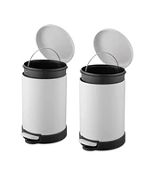 QualiaZero Two 1.6 Gallon Round Step On Trash Can Set, 2 Pieces, Twin Pack