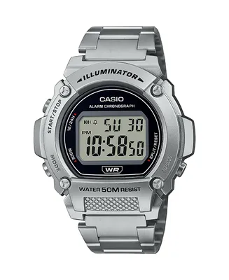 Casio Men's Digital Silver-tone Stainless Steel Watch 47mm, W219HD-1AV