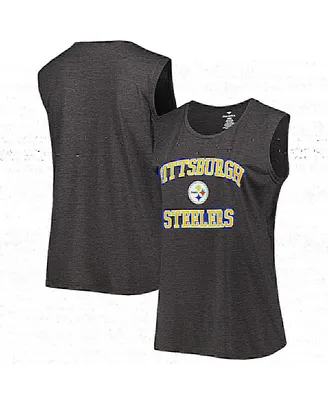 Women's Fanatics Heather Charcoal Pittsburgh Steelers Plus Size Tank Top