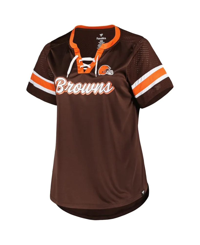 Women's Fanatics Brown Cleveland Browns Plus Original State Lace-Up T-shirt
