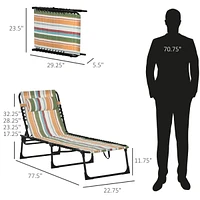 Outsunny Outdoor Folding Chaise Lounge Chair, Portable Lightweight Reclining Garden Sun Lounger with Four-Position Adjustable Backrest for Patio