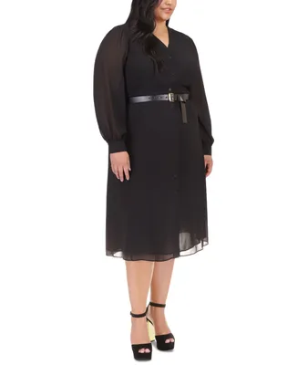 Michael Kors Plus Belted Button-Up Kate Dress