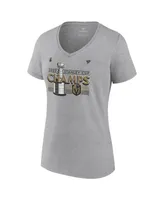 Women's Fanatics Heather Gray Vegas Golden Knights 2023 Stanley Cup Champions Locker Room V-Neck T-shirt