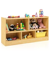 Costway Kids 2-Shelf Bookcase 5-Cube Wood Toy Storage Cabinet Organizer