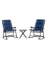 Outsunny 3PC Folding Outdoor Furniture Set, Rocking Chairs, Table