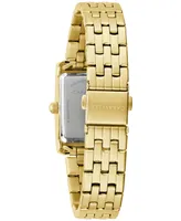 Caravelle designed by Bulova Women's Dress Crystal Accent Gold-Tone Stainless Steel Bracelet Watch 22mm
