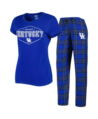 Women's Concepts Sport Royal, Black Kentucky Wildcats Badge T-shirt and Flannel Pants Sleep Set