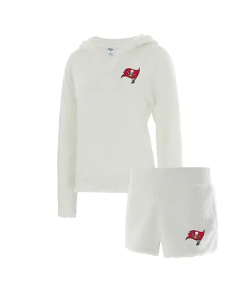 Women's Concepts Sport Cream Tampa Bay Buccaneers Fluffy Hoodie Top and Shorts Set