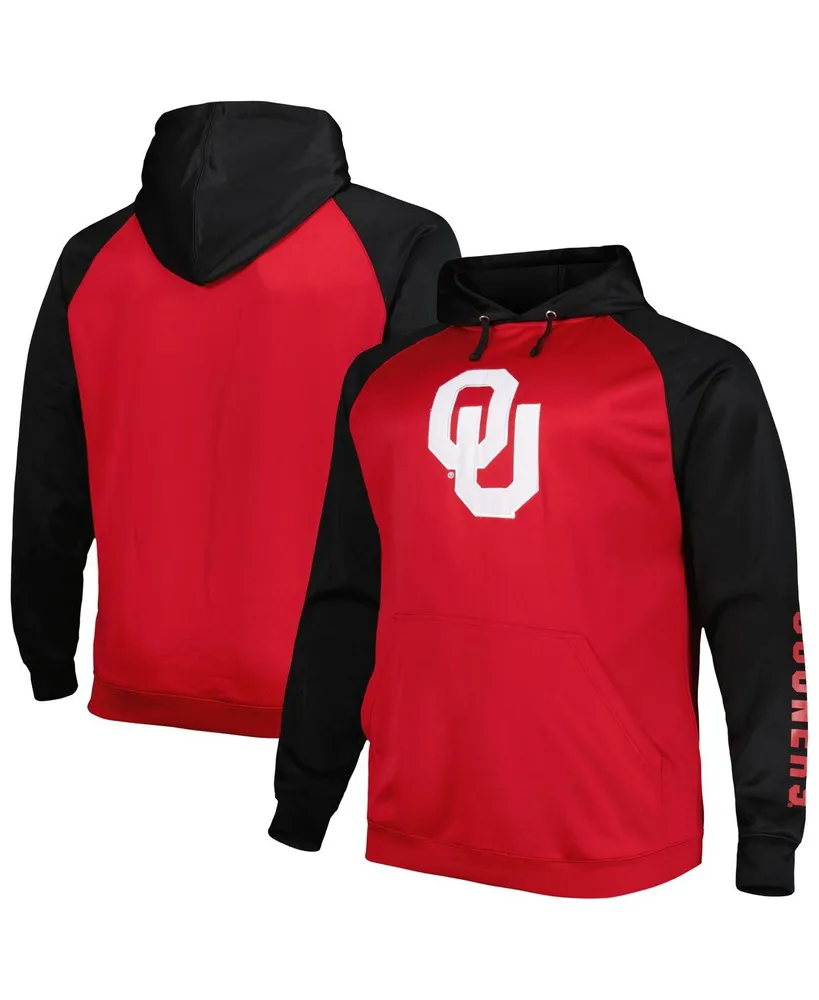 Men's Crimson Oklahoma Sooners Big and Tall Raglan Fleece Pullover Hoodie