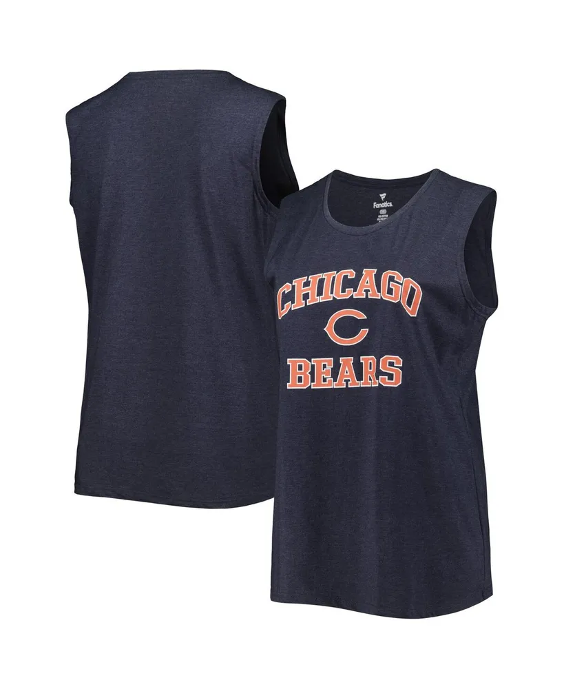 Women's Fanatics Heather Navy Chicago Bears Plus Tank Top