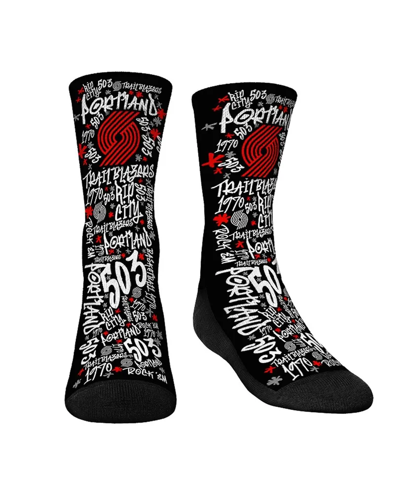 Youth Boys and Girls Rock 'Em Socks Portland Trail Blazers Graffiti Crew Socks