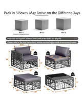 5 Pieces Patio Pe Rattan Wicker Sofa Furniture Set Cushioned Outdoor