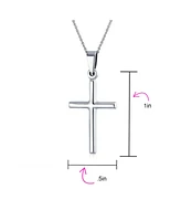 Bling Jewelry Minimalist Simple Petite Tube Small Religious Pendant Cross Necklace For Women Polished .925 Sterling Silver