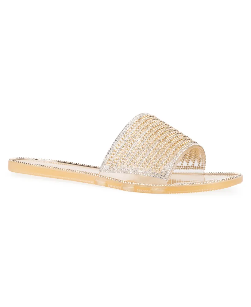 Olivia Miller Women's Myrtle Rhinestones Jelly Slide Sandal