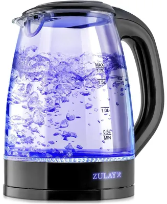 Zulay Kitchen Borosilicate Glass Electric Kettle with Blue Led Light