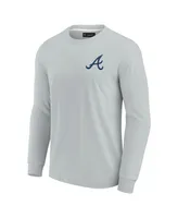 Men's and Women's Fanatics Signature Gray Atlanta Braves Super Soft Long Sleeve T-shirt